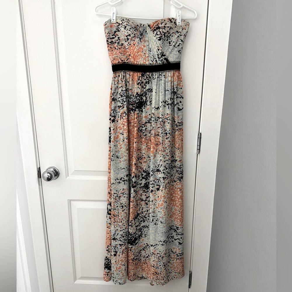 Elegant Strapless Maxi Dress - Multicolor